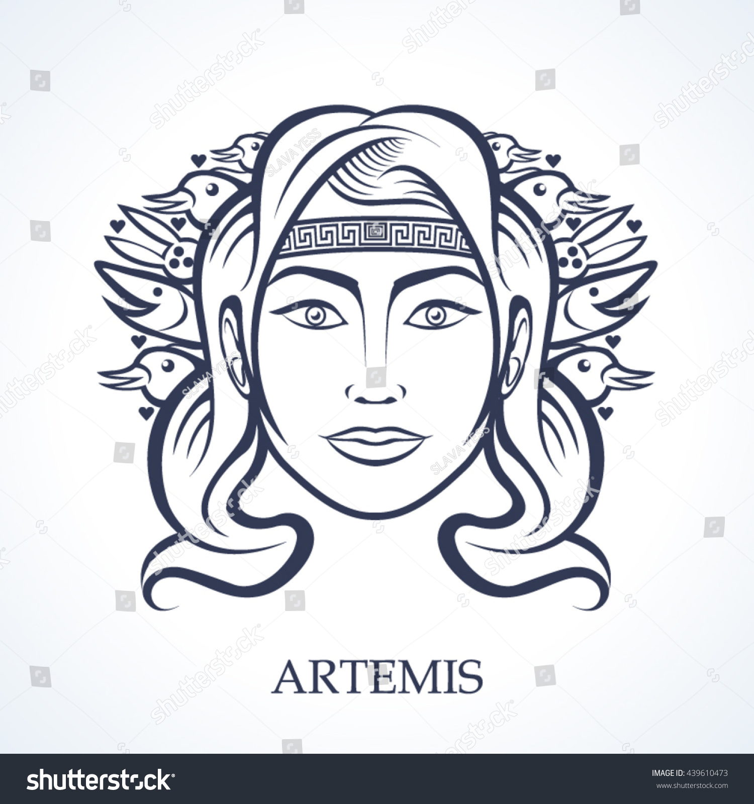 Artemis The Greek Goddess Of Hunting Royalty Free Stock Vector Avopix Com