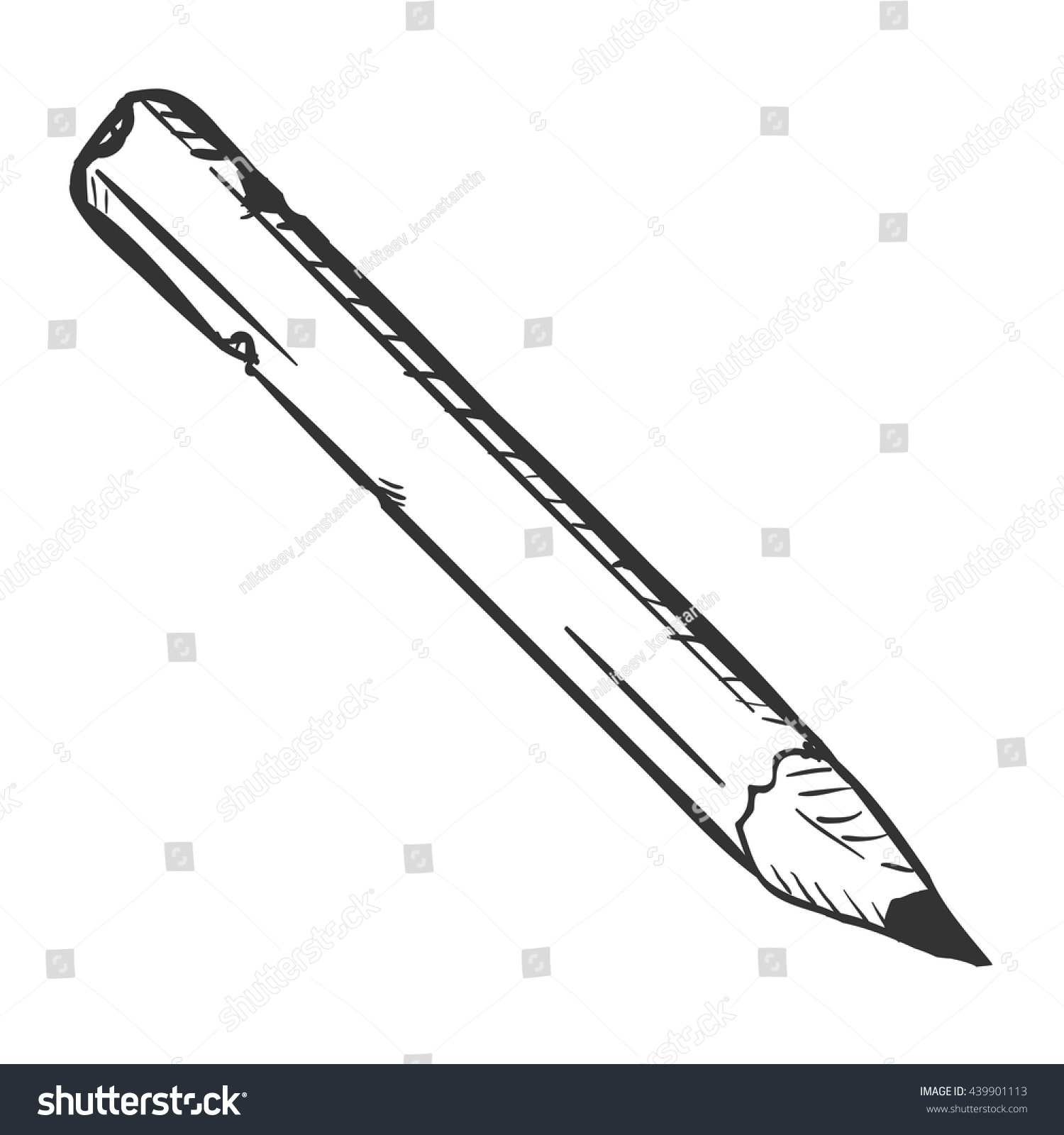 Vector Single Sketch Old Beat-up Pencil - Royalty Free Stock Vector ...