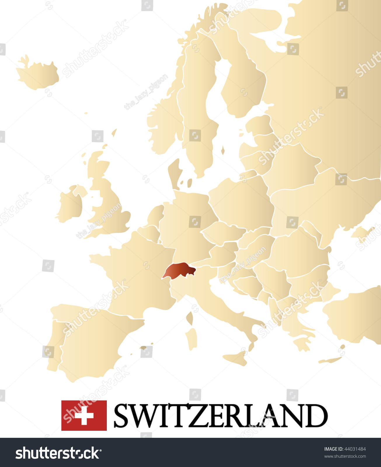 map of europe with marked SWITZERLAND - Royalty Free Stock Photo ...