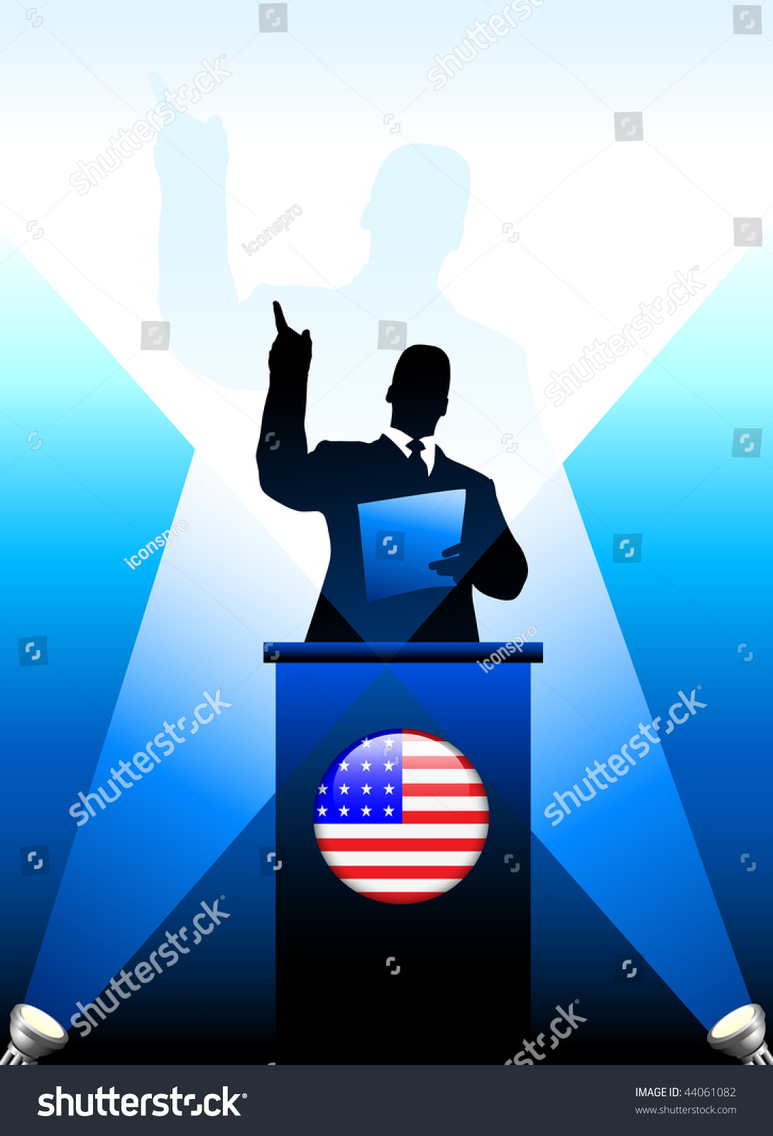 United States Leader Giving Speech on Stage - Royalty Free Stock Vector ...