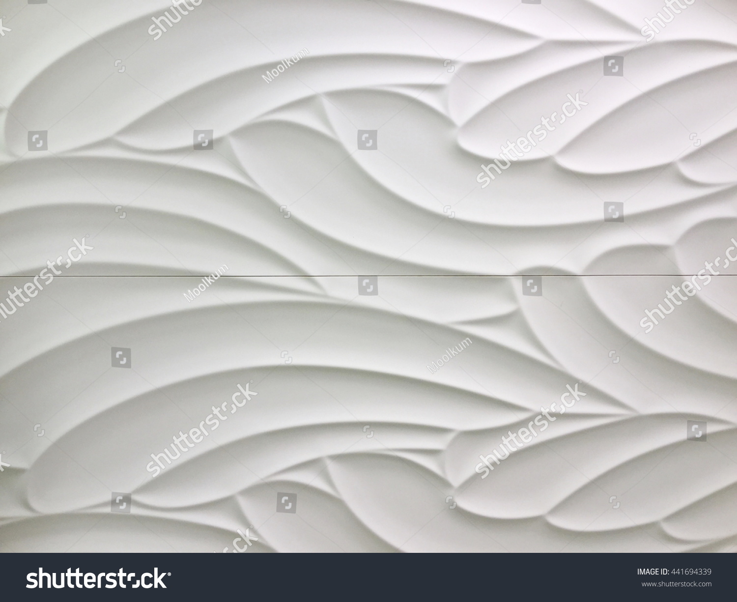 White seamless texture. Wavy background. Interior wall decoration. 3D interior wall panel pattern. white background of abstract waves. #441694339