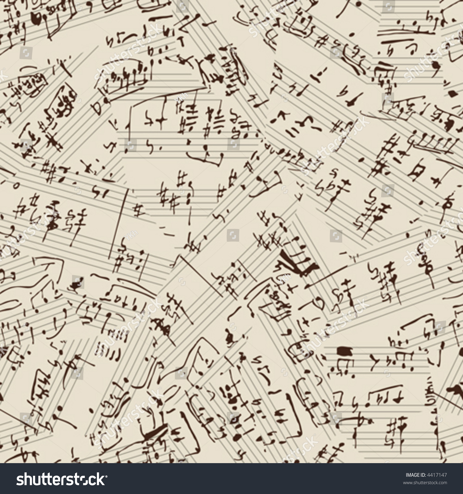 Seamless vector wallpaper. Music manuscript. Torn #4417147