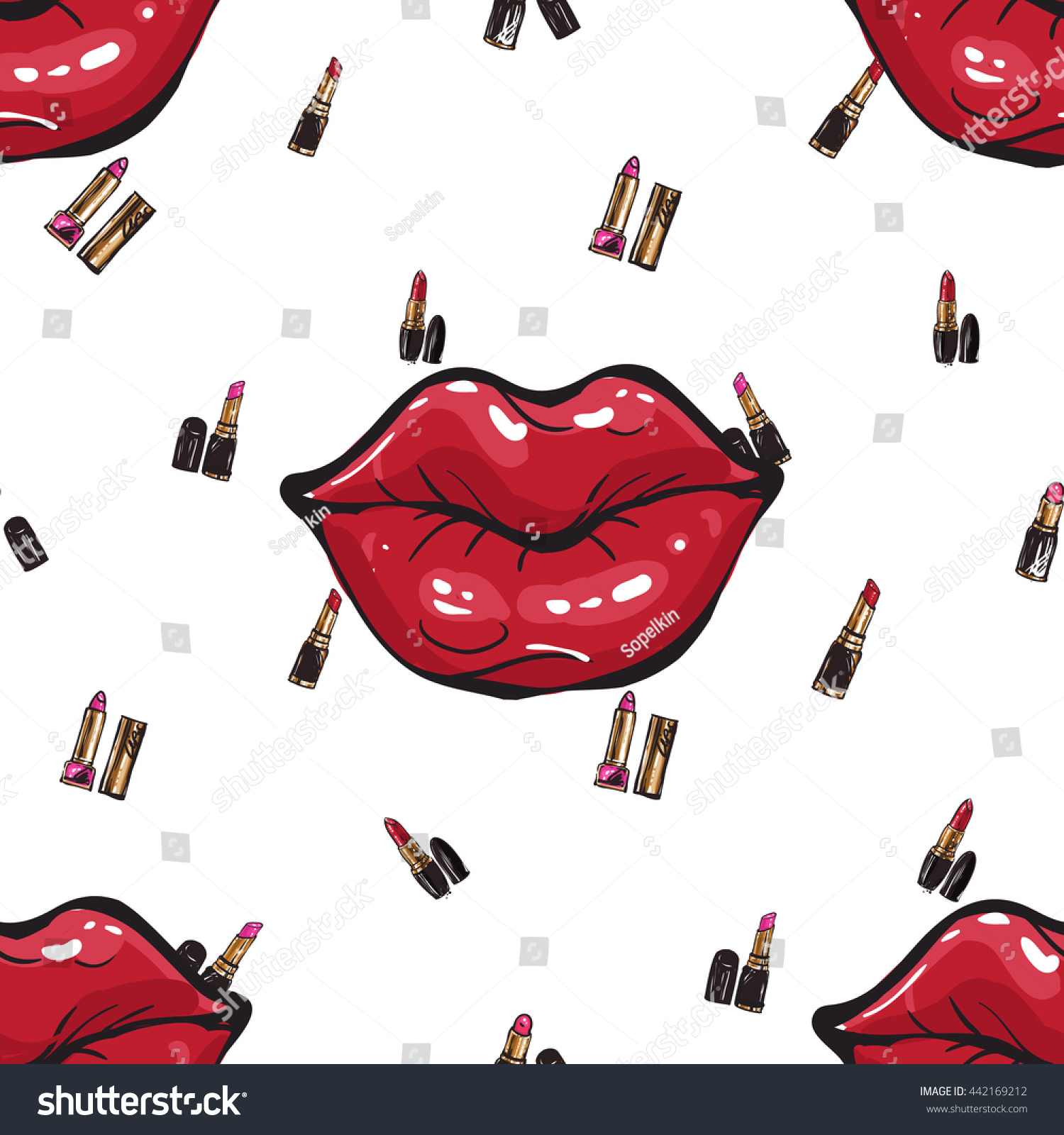 Vector Fashion Sketch Hand Drawn Graphic Glossy Royalty Free Stock