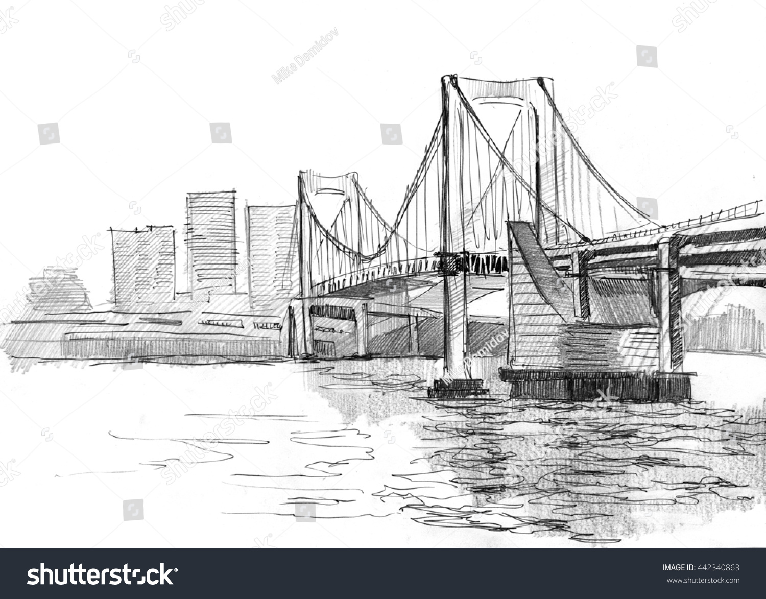 Pencil And Ink Sketch Of Tokyo Bridge Royalty Free Stock Photo Avopix Com