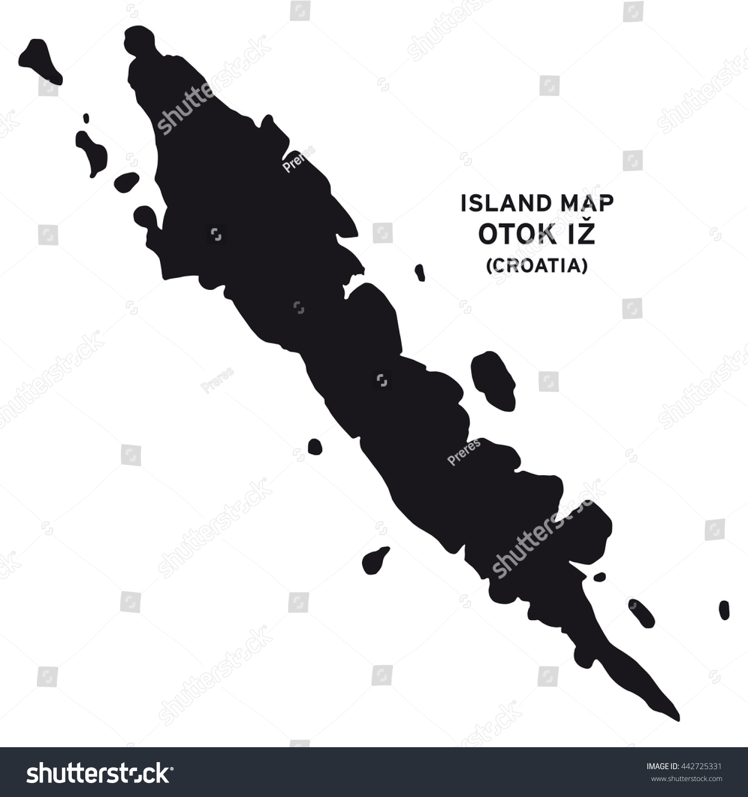 Island map of Otok Iz (Croatia) - Royalty Free Stock Vector 442725331 ...