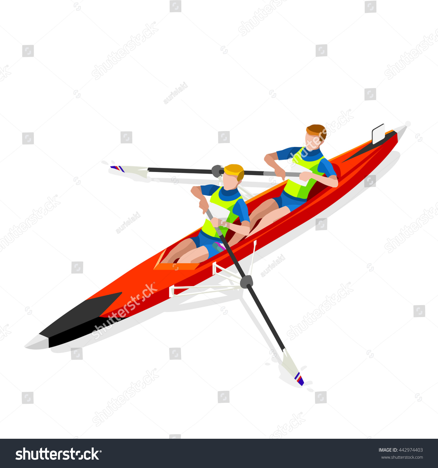 Canoe Sprint Rowing Coxless Pair Sportsman Games Royalty Free Stock