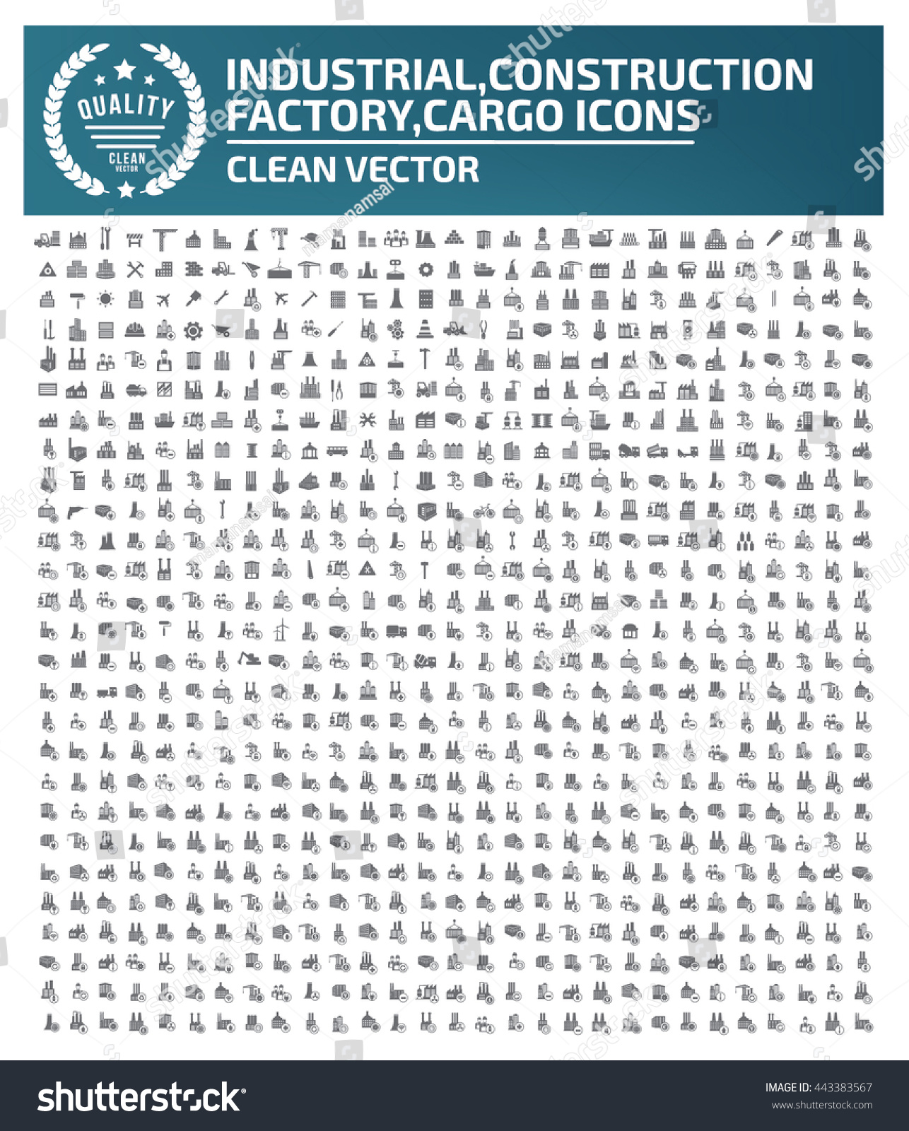 Big icon,Industry icon,construction,factory icon,cargo icon,clean vector #443383567