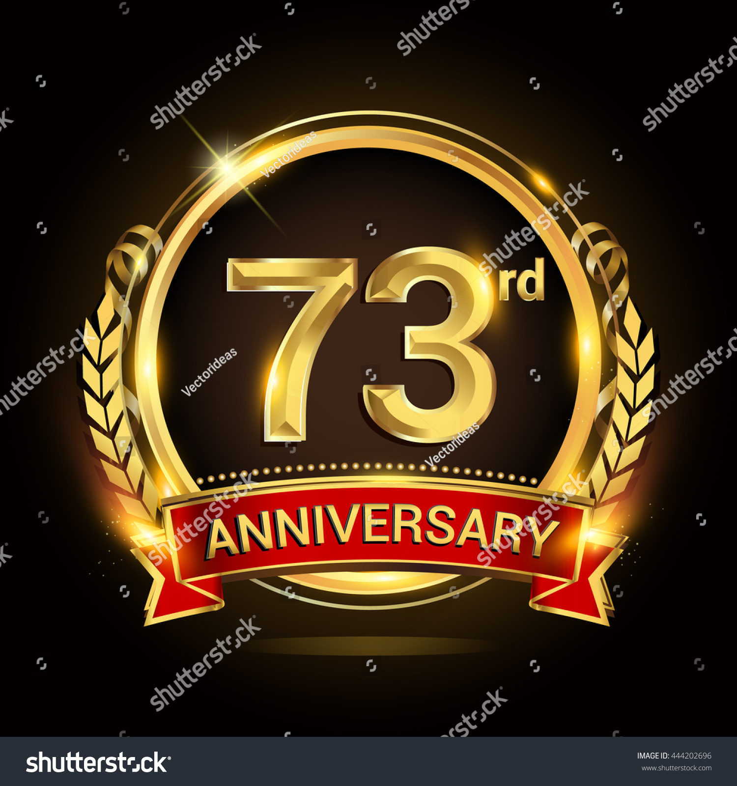 73rd golden anniversary logo, with shiny ring - Royalty Free Stock ...