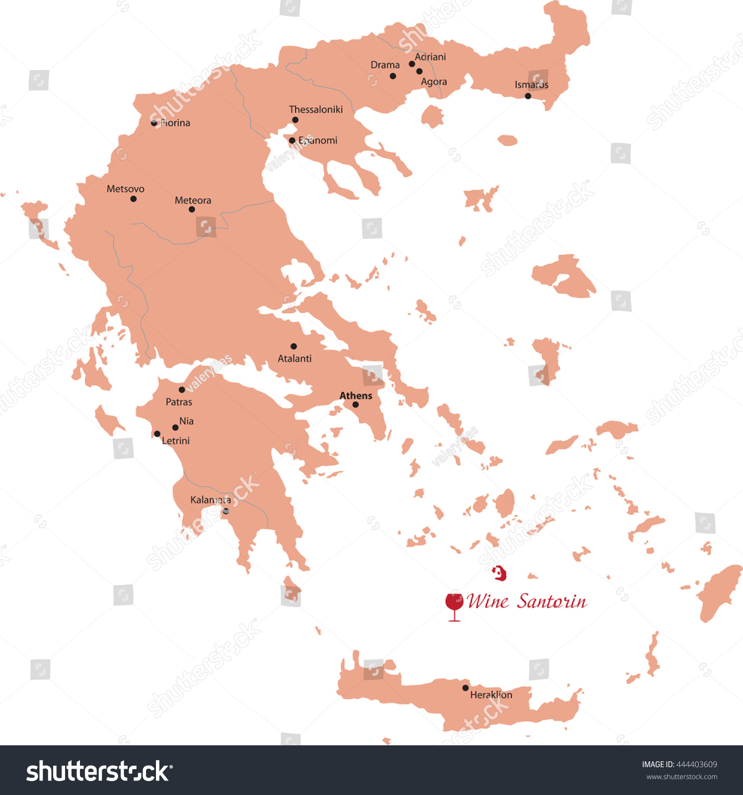 map wine region Santorin in Greece - Royalty Free Stock Vector ...