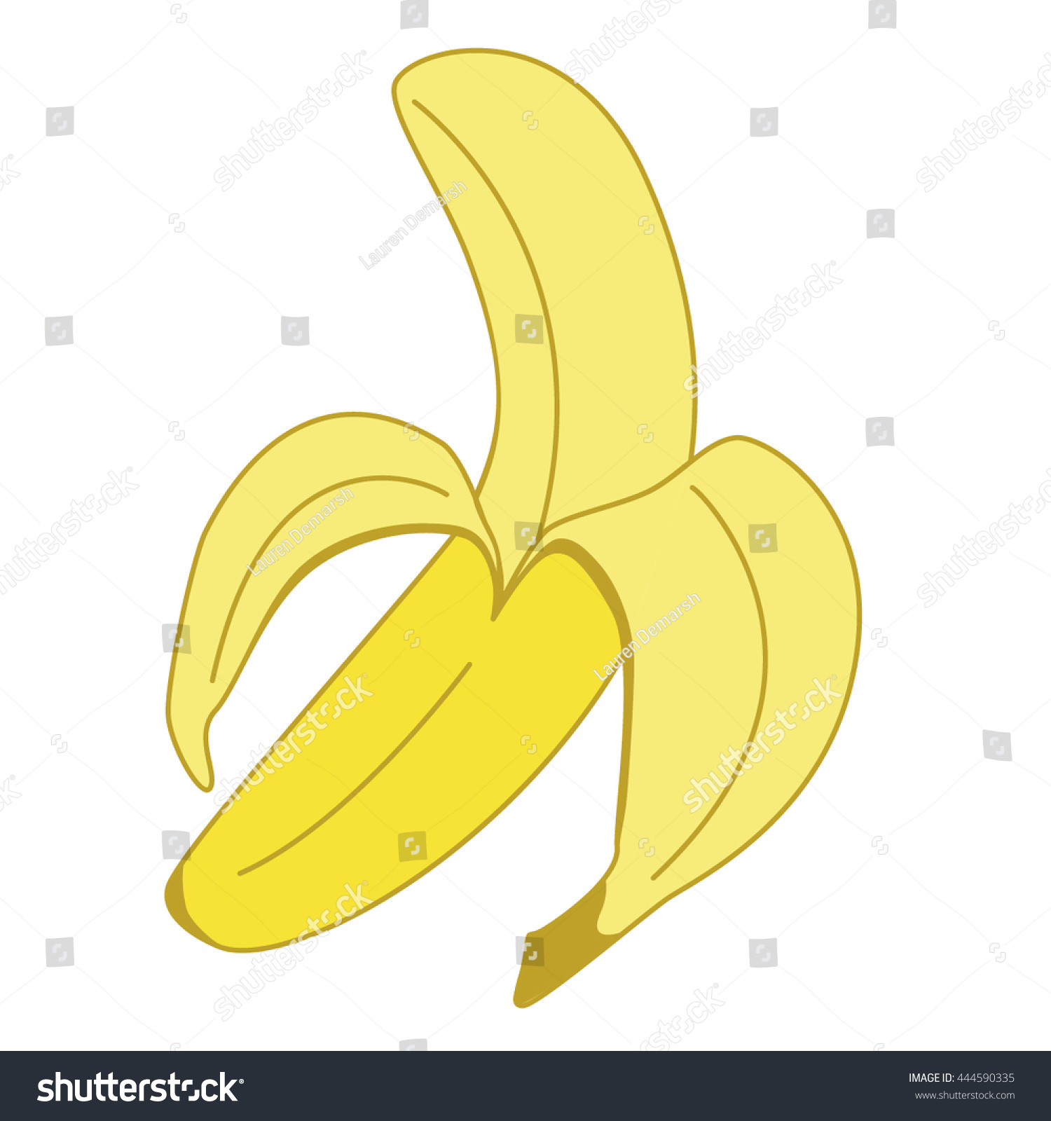 Banana, Peeled, Illustration in Color - Royalty Free Stock Vector ...