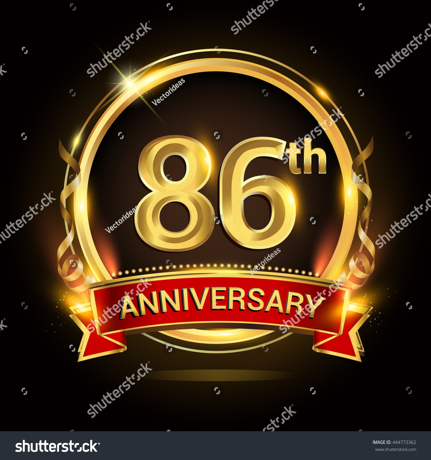 86th golden anniversary logo with ring and red - Royalty Free Stock ...