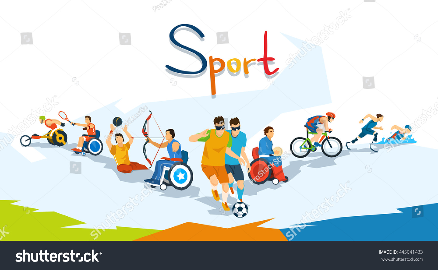 Disabled Athletes Sport Competition Banner Flat - Royalty Free Stock ...