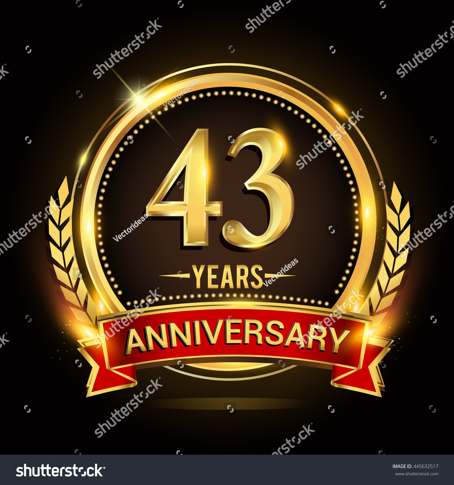 Celebrating 43 years anniversary logo with - Royalty Free Stock Vector ...