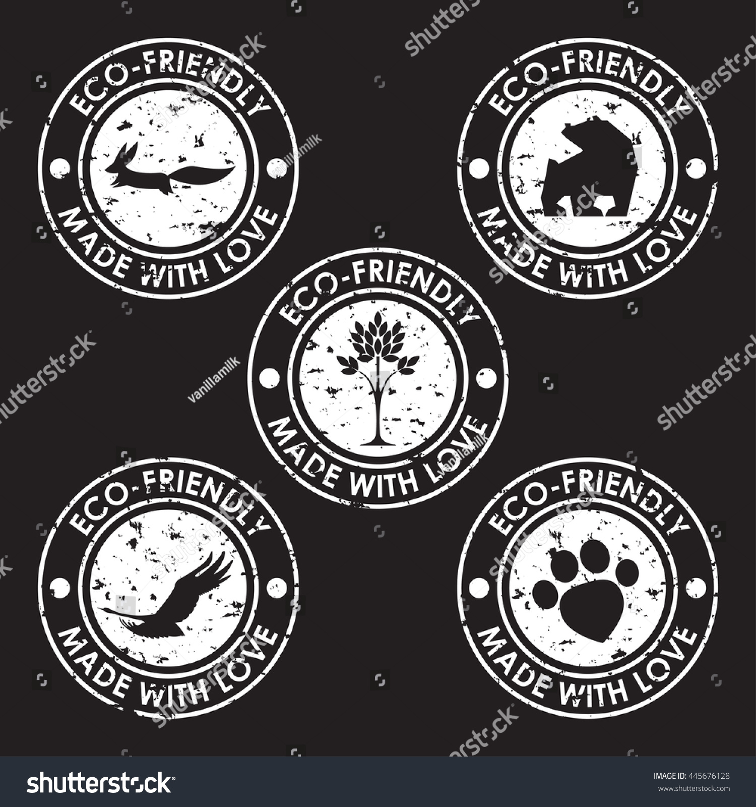 Stamp set. Round eco friendly stamps for use in - Royalty Free Stock ...