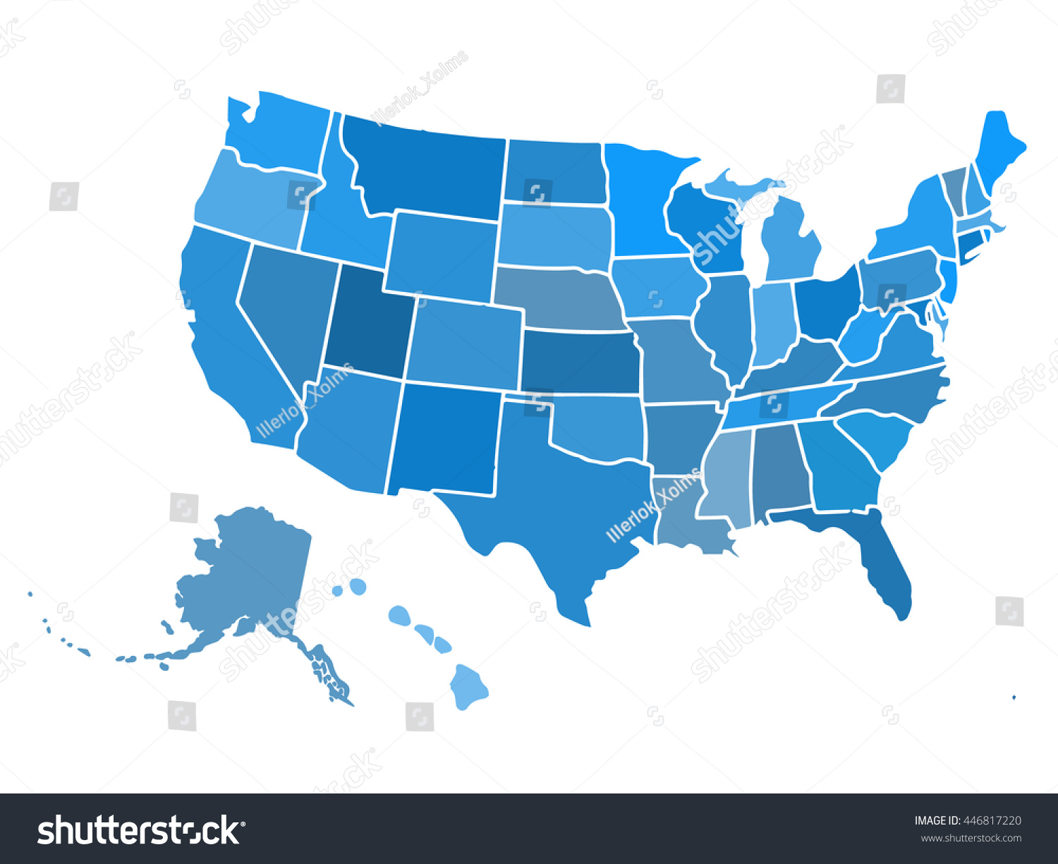 Blank outline map of USA - Royalty Free Stock Vector 446817220 - Avopix.com