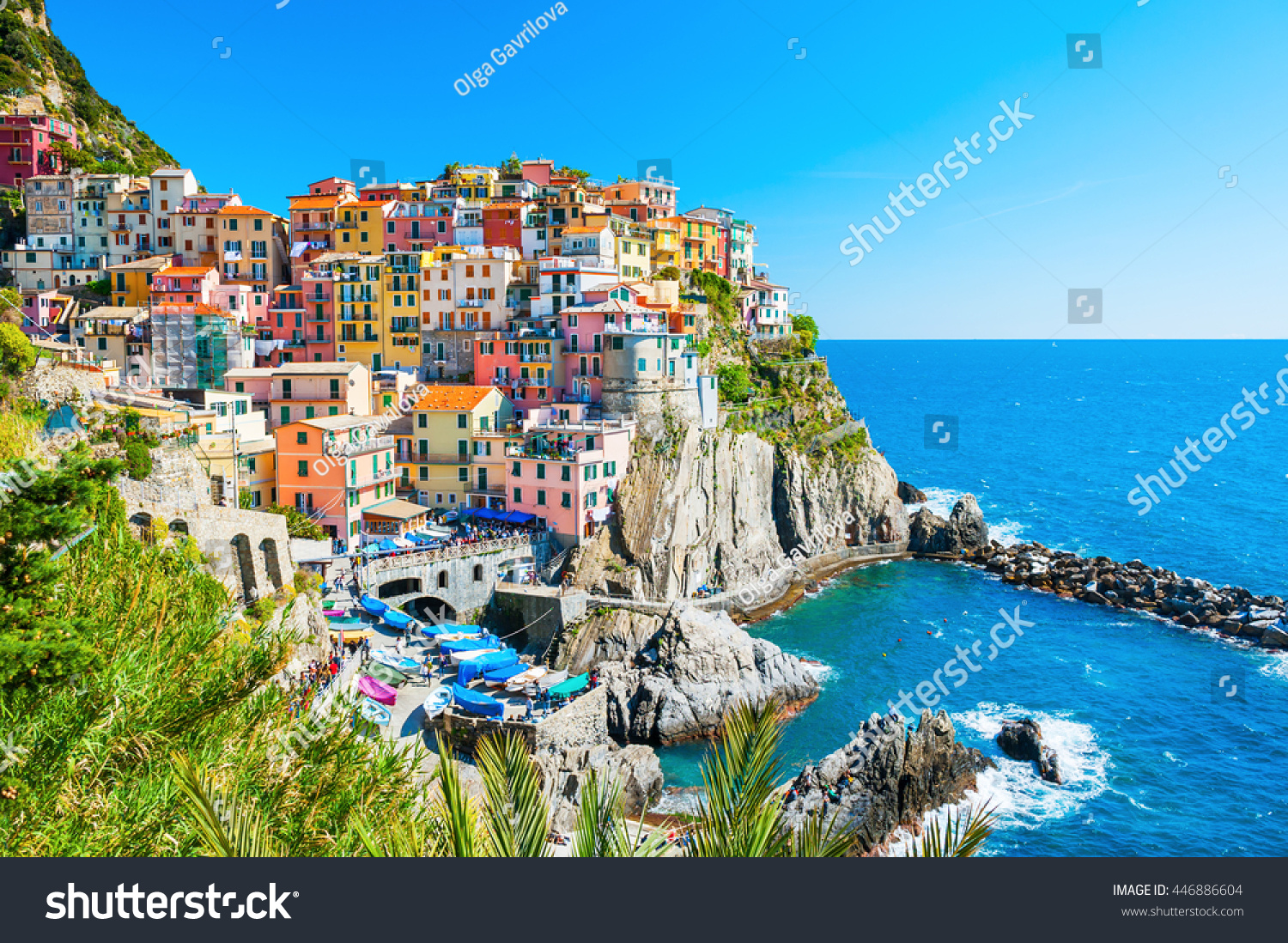 Beautiful view of Manarola town, Cinque Terre, Liguria, Italy #446886604