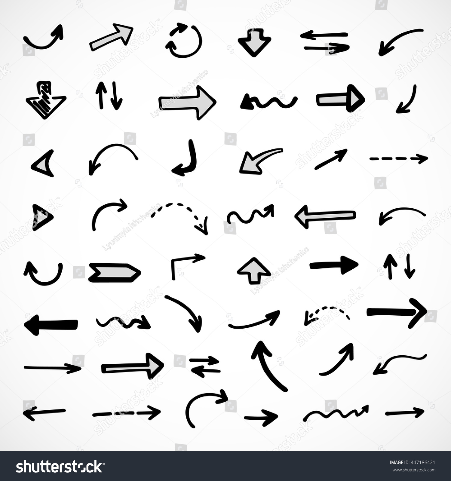 hand-drawn arrows, vector set #447186421