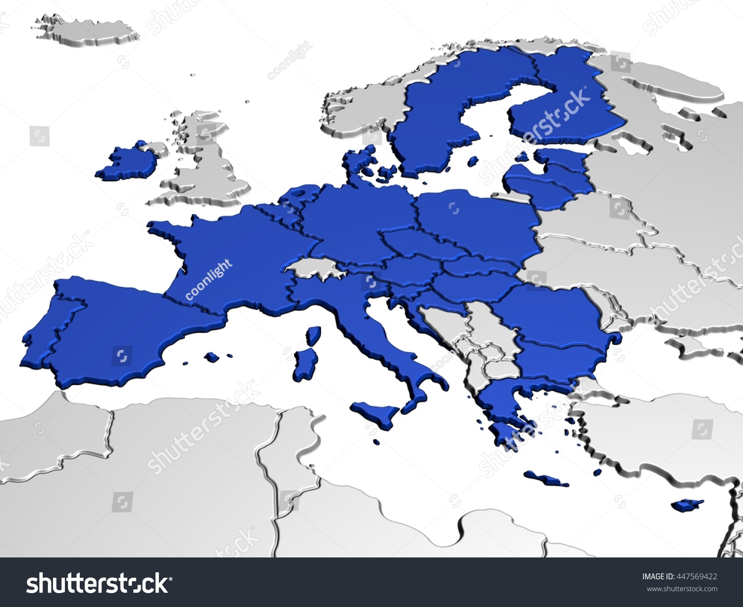 Map of Europe in Blue - Royalty Free Stock Photo 447569422 - Avopix.com