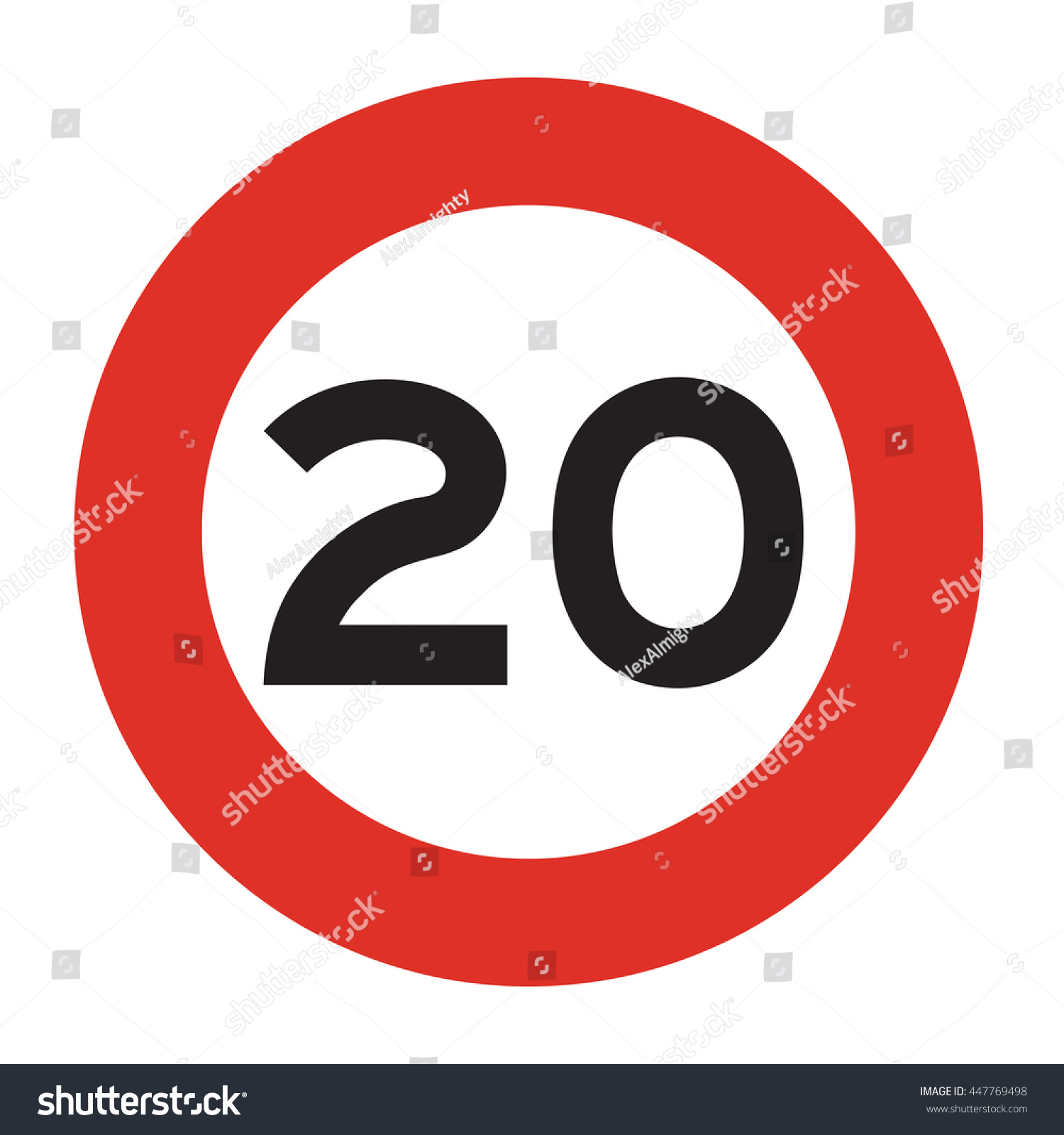 Maximum speed is 20 km/h. Speed limit road sign. - Royalty Free Stock ...