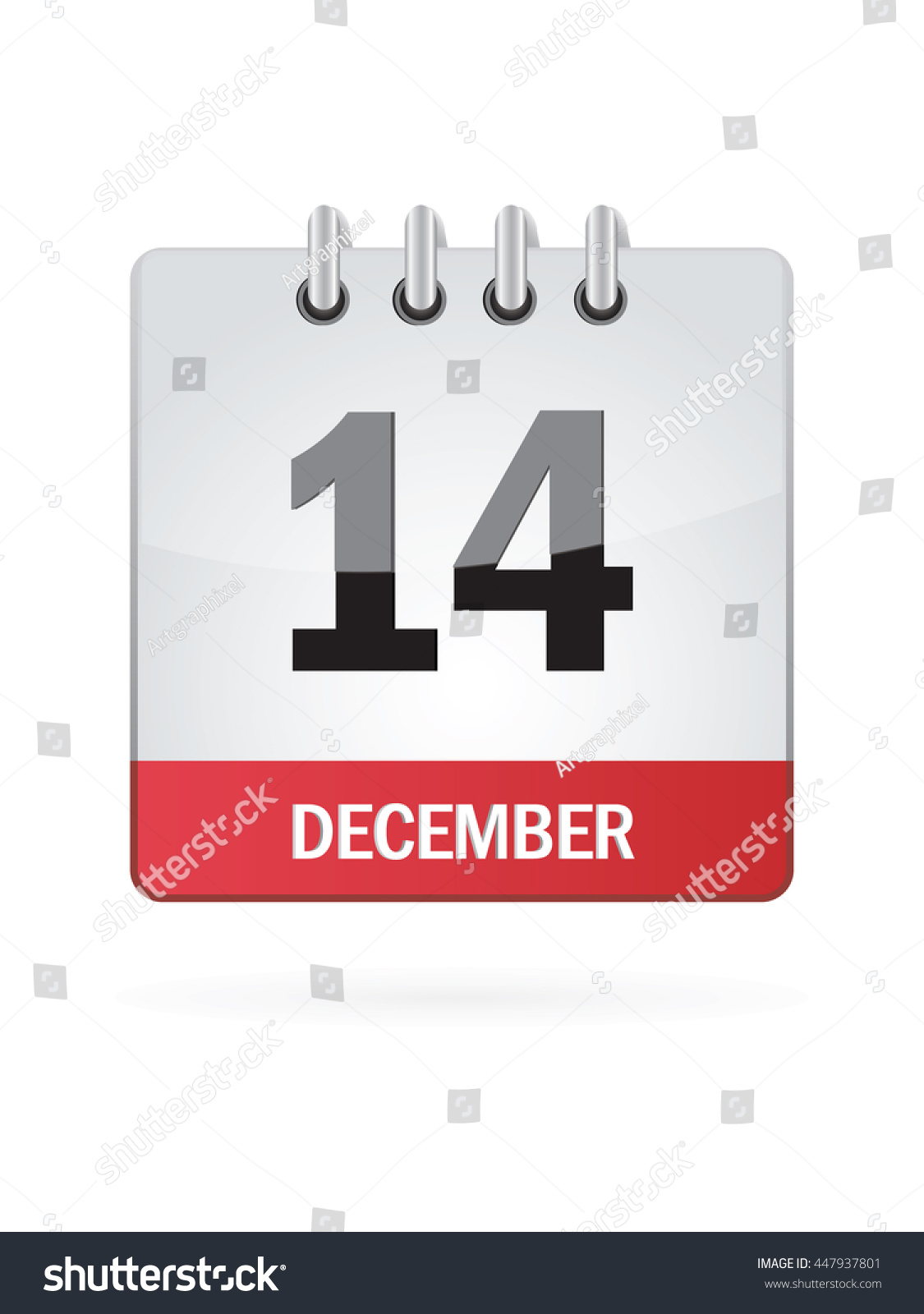 December Fourteen. Calendar Icon - Royalty Free Stock Vector 447937801 ...