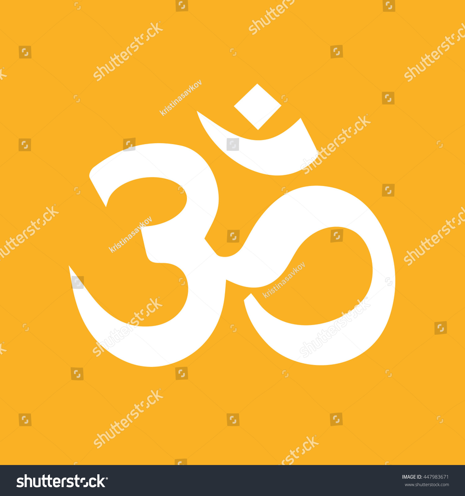 White Om symbol of Hinduism vector icon. Yellow - Royalty Free Stock ...