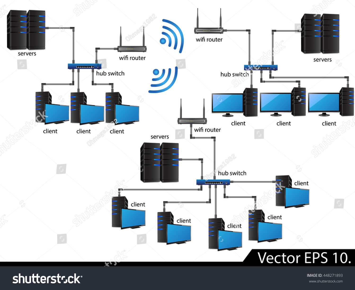 LAN Network Diagram icons Vector Illustrator , - Royalty Free Stock ...