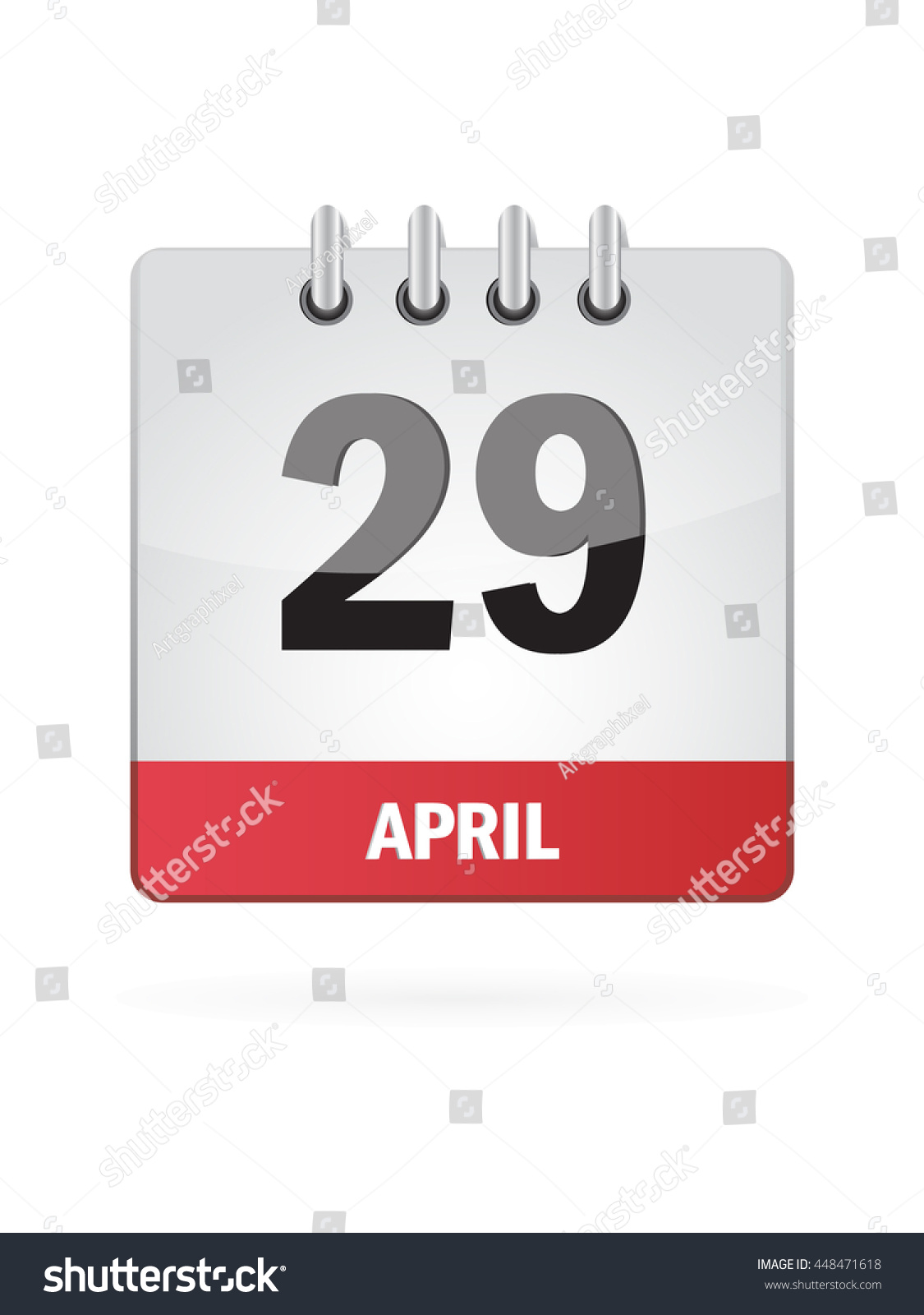 April Twenty Nine. Calendar Icon - Royalty Free Stock Vector 448471618 ...