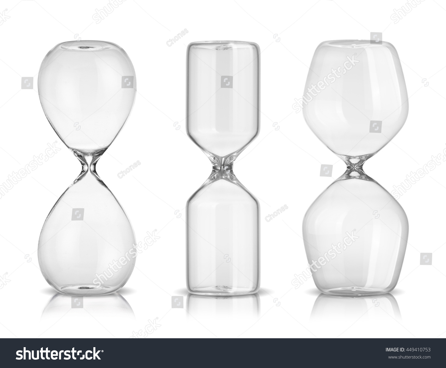 Empty hourglasses isolated on white background #449410753