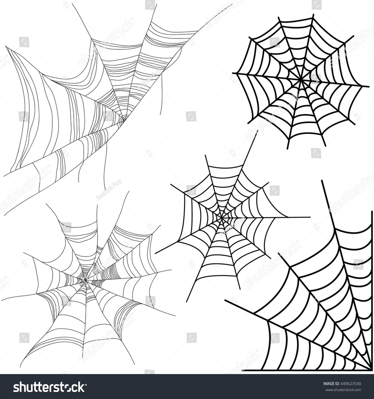 Vector set of spider web isolated on white background.  #449623540