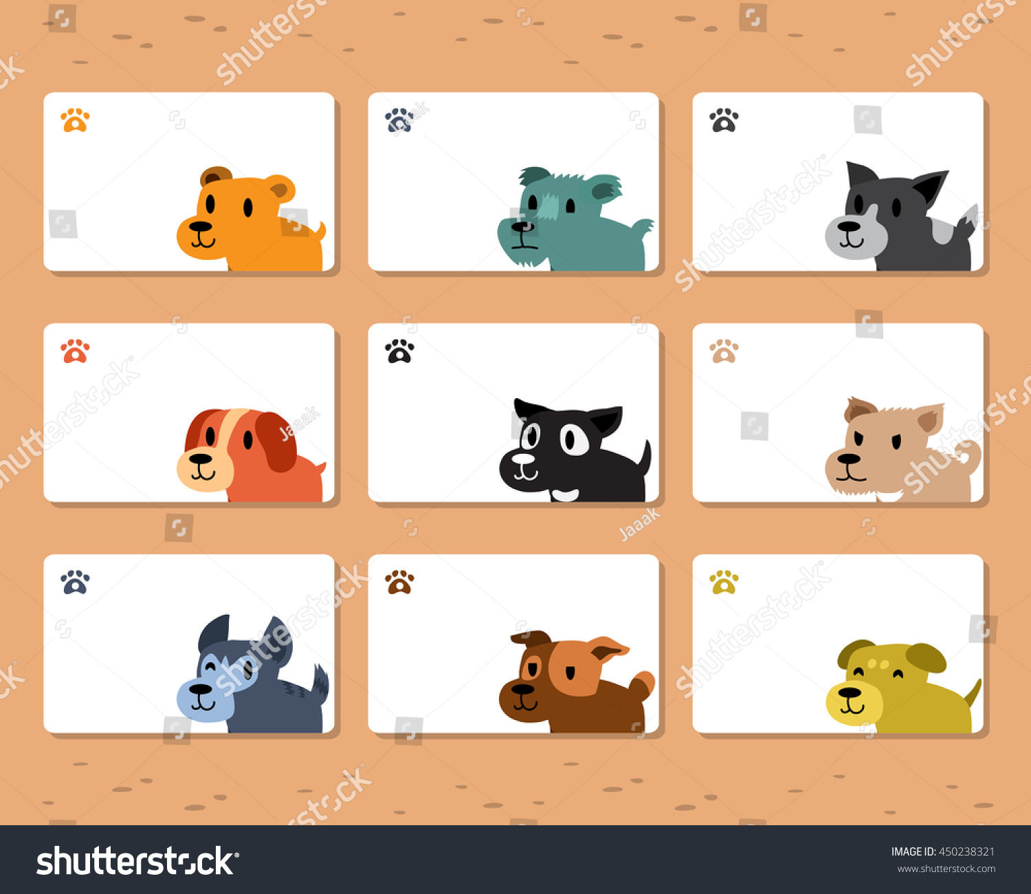Set of cartoon dogs card template - Royalty Free Stock Vector 450238321 ...