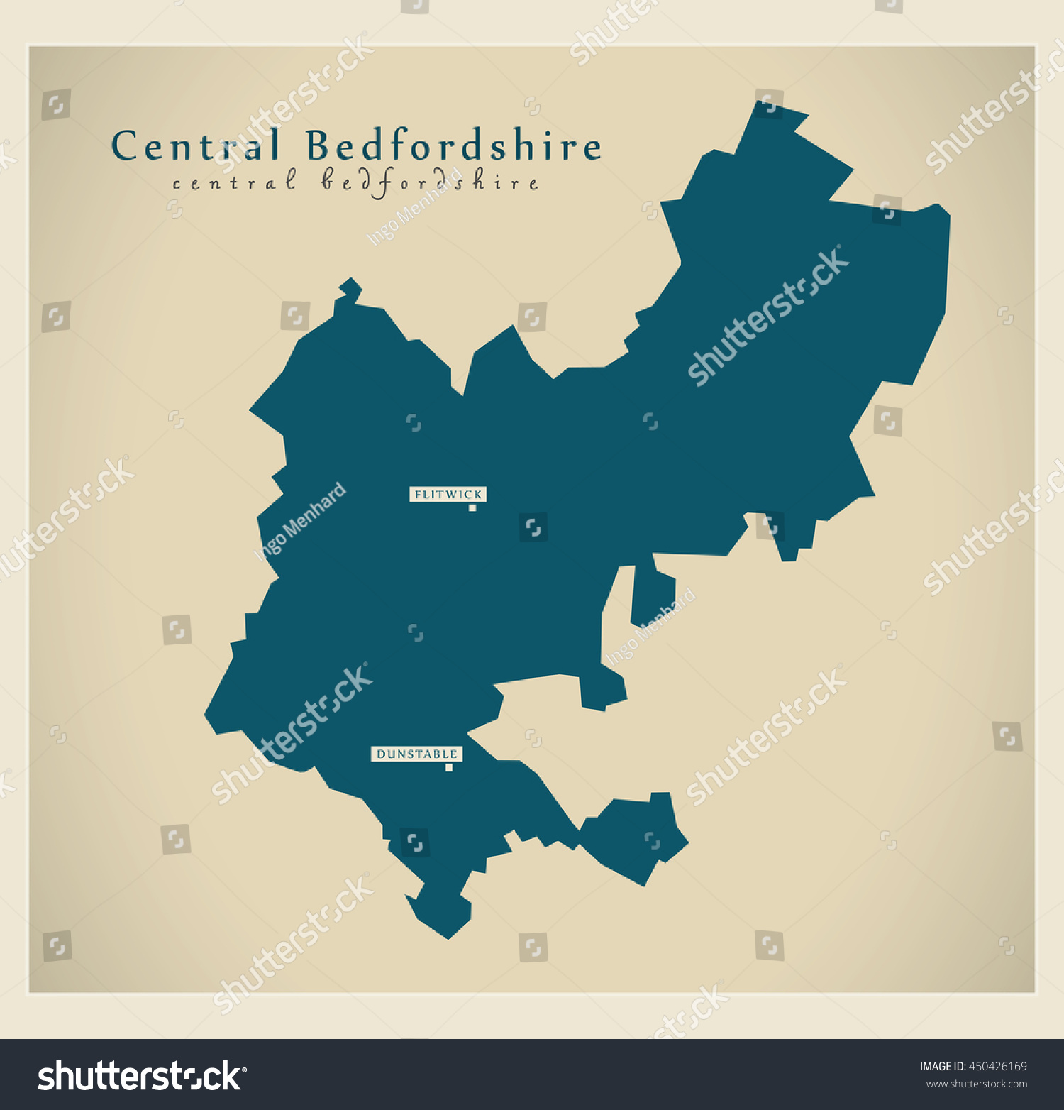 Modern Map - Central Bedfordshire unitary - Royalty Free Stock Vector ...