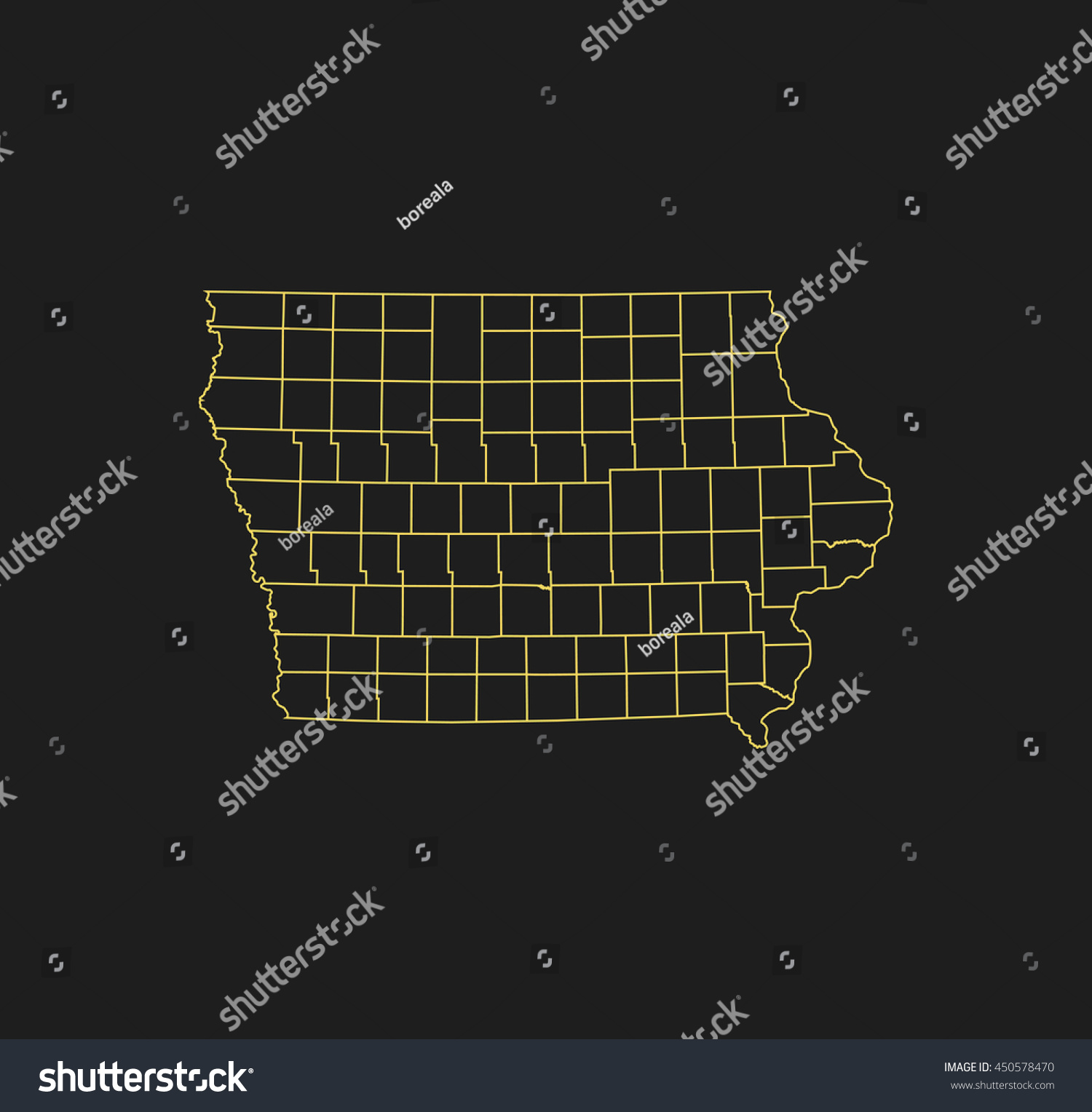 Map Of Iowa Royalty Free Stock Vector 450578470 9301