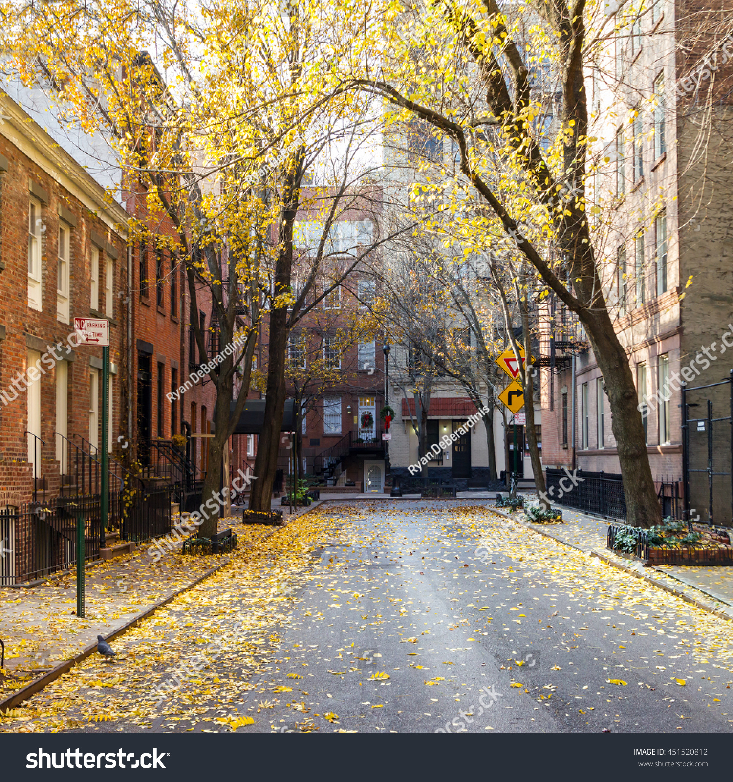 Fall street scene in the historic Greenwich Village neighborhood of Manhattan, New York City #451520812