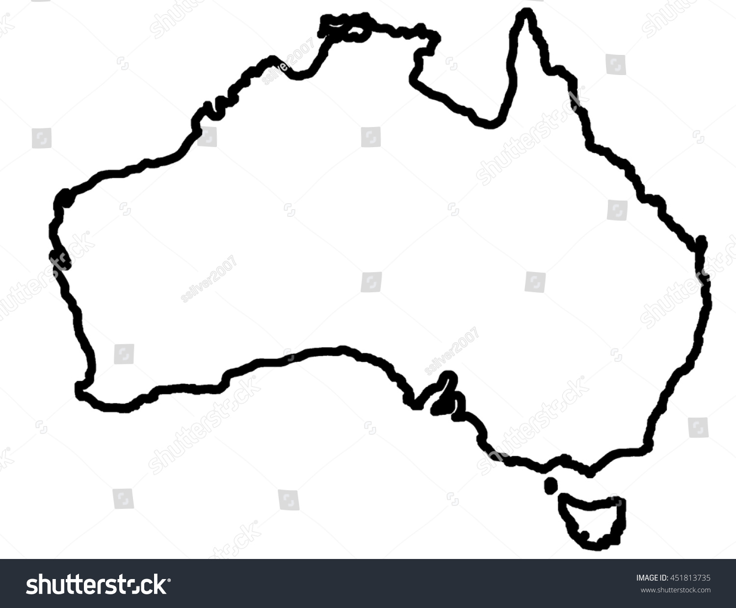 Australia line border map - Royalty Free Stock Photo 451813735 - Avopix.com