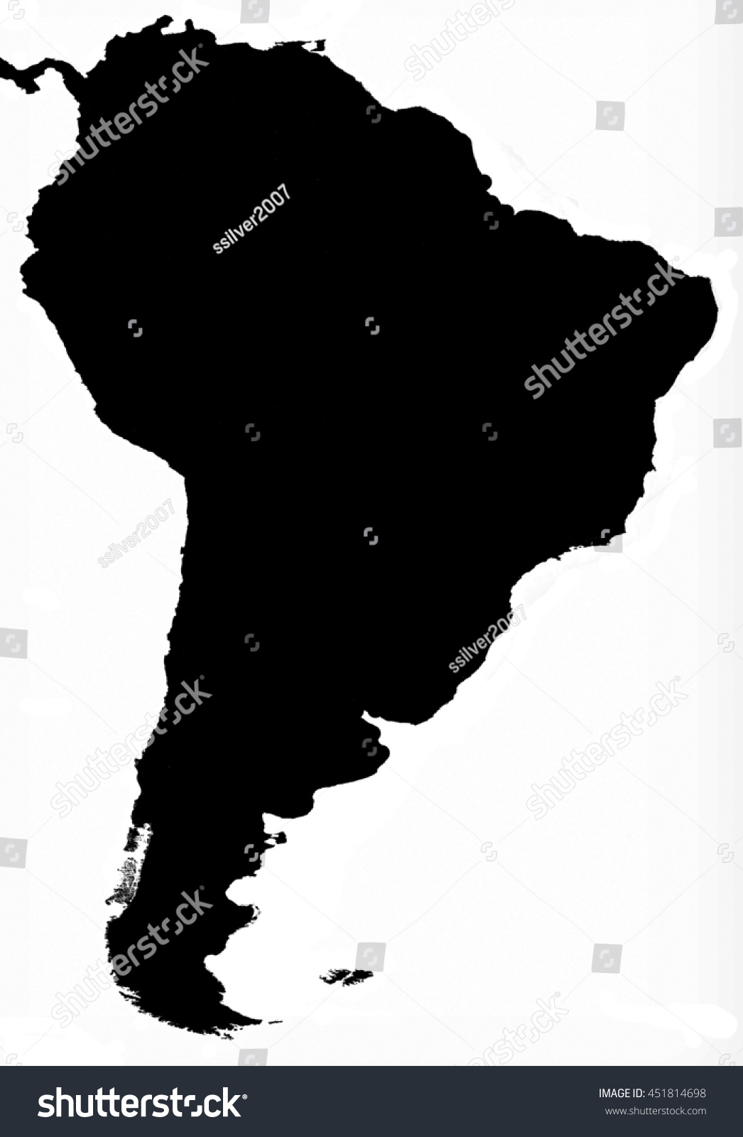 South America black solid map - Royalty Free Stock Photo 451814698