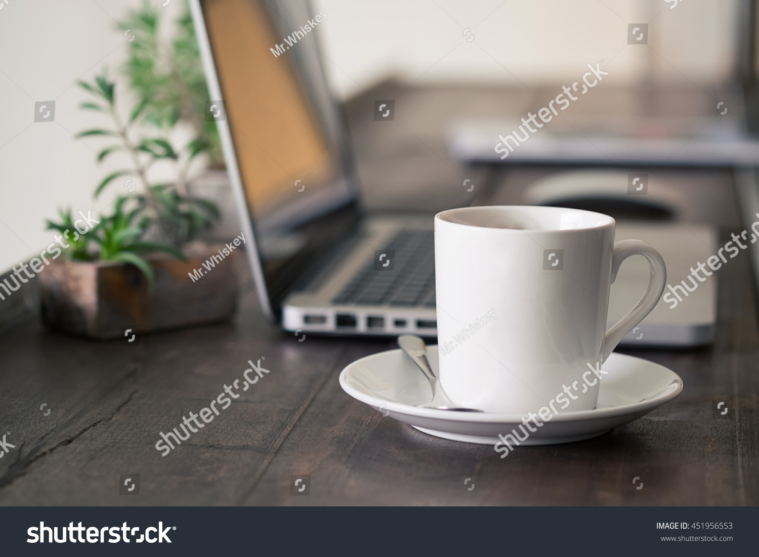 Mug Coffee on wooden work table. #451956553