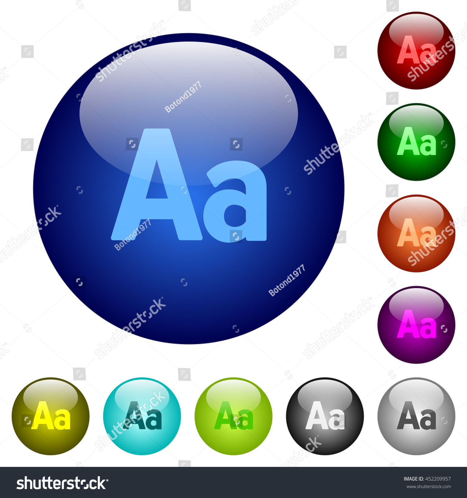 Set of color adjust font size glass web buttons. - Royalty Free Stock ...