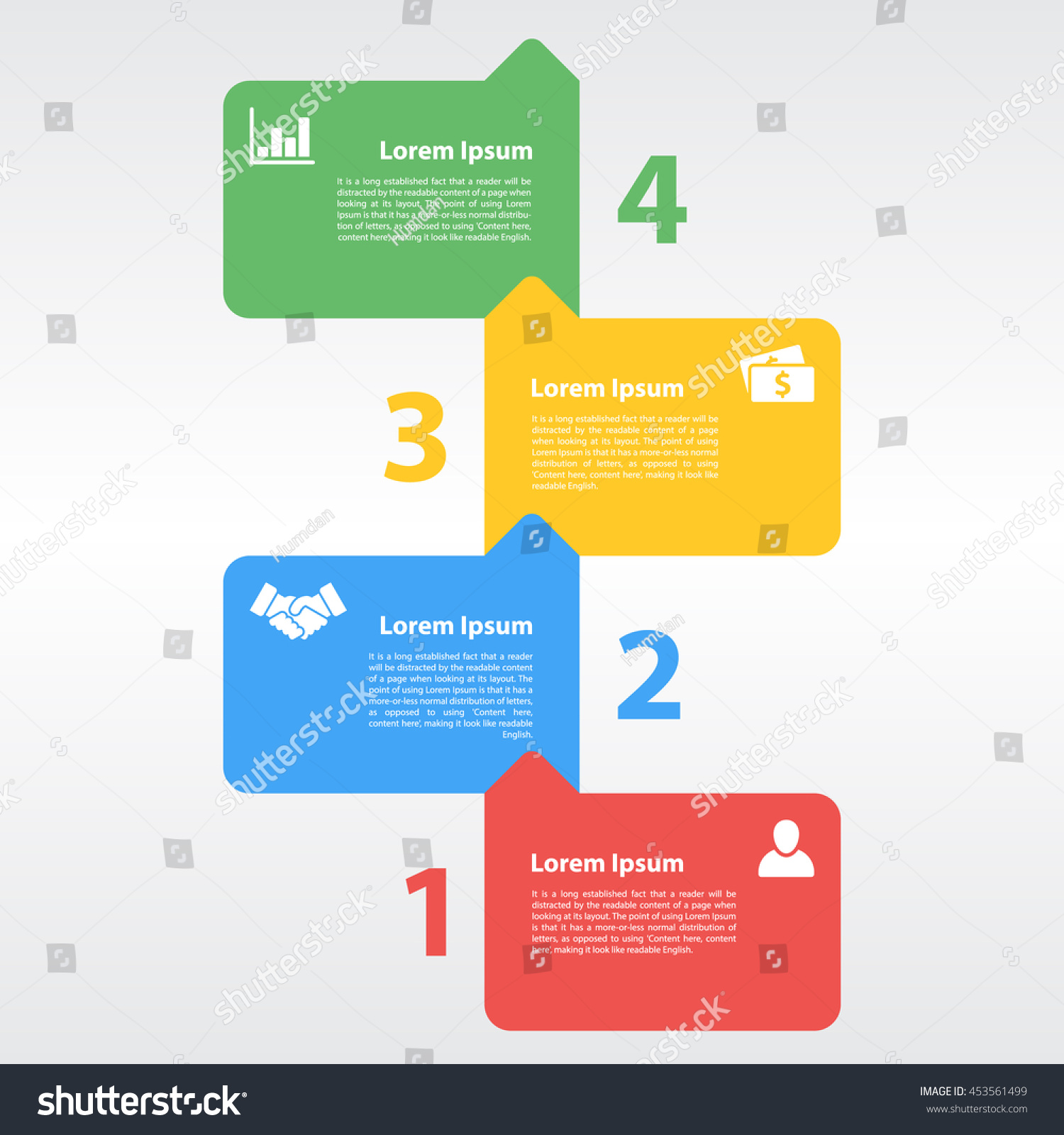 Four Steps Sequence Infographic Layout Concept Royalty Free Stock Vector 453561499 1390