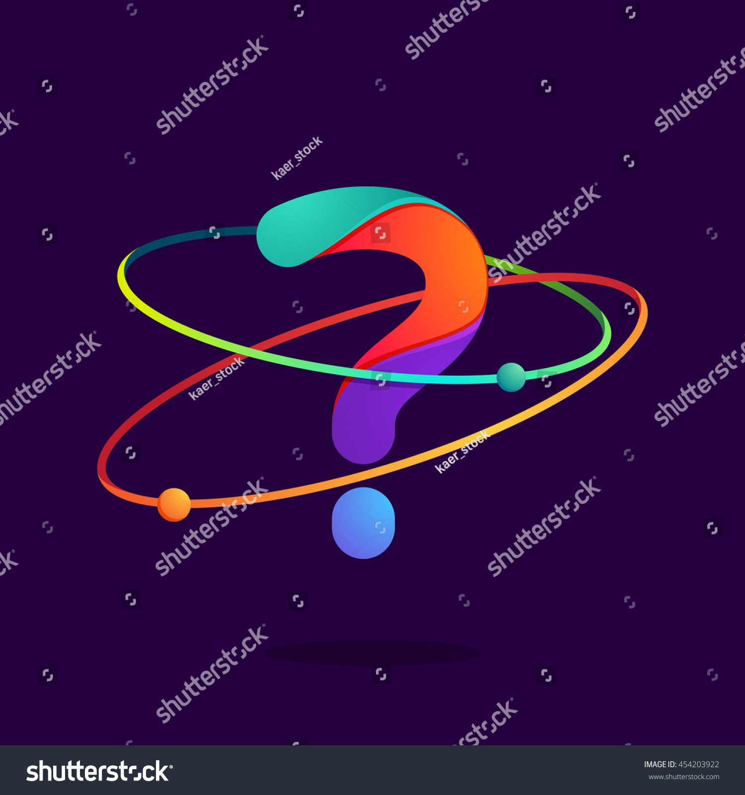 Question mark logo with atoms orbits lines. - Royalty Free Stock Vector ...