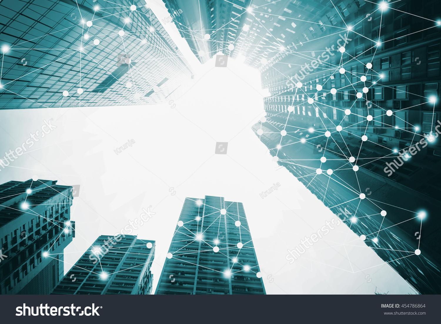 Smart city and internet of things, wireless communication network, abstract image visual #454786864