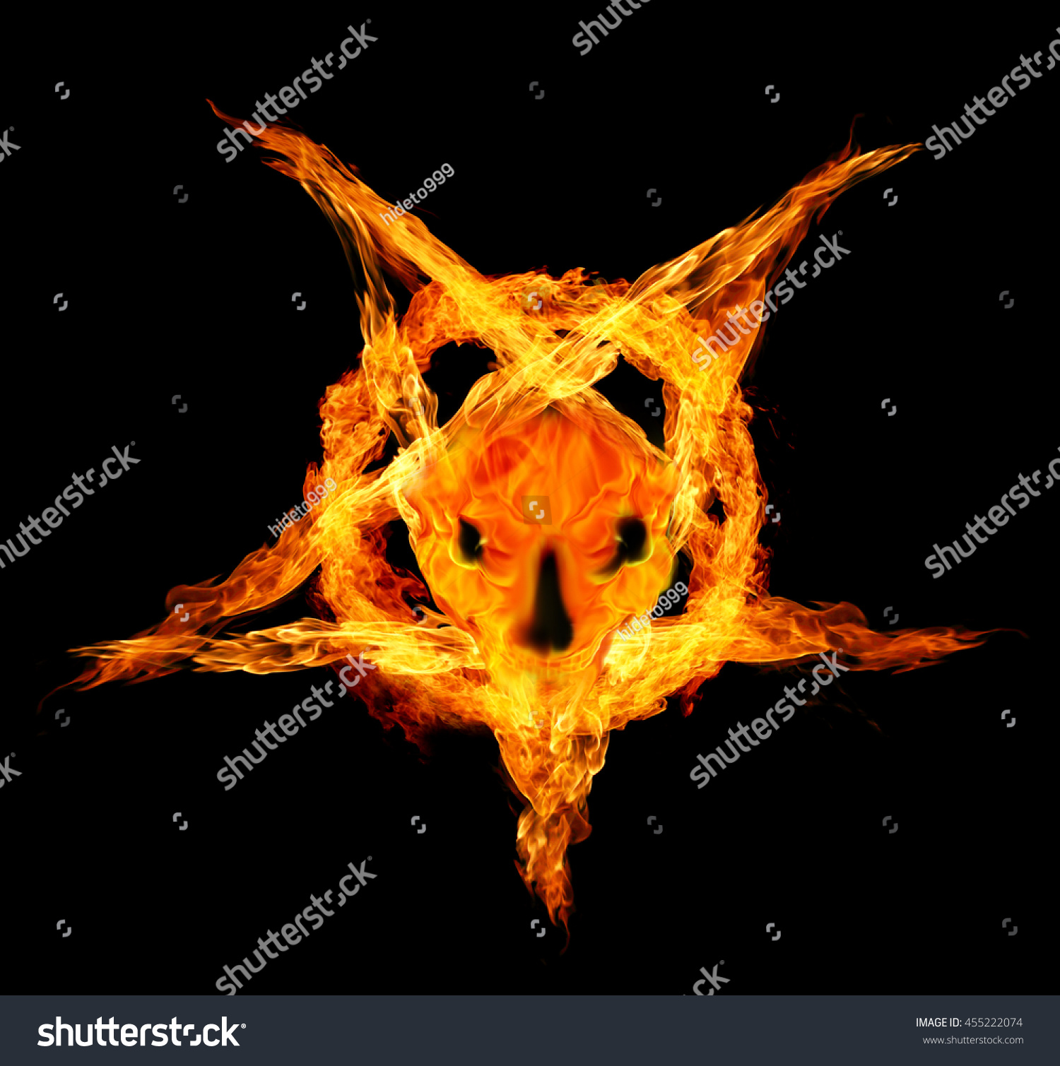 Satanic goats head inscribed in a pentagram #455222074