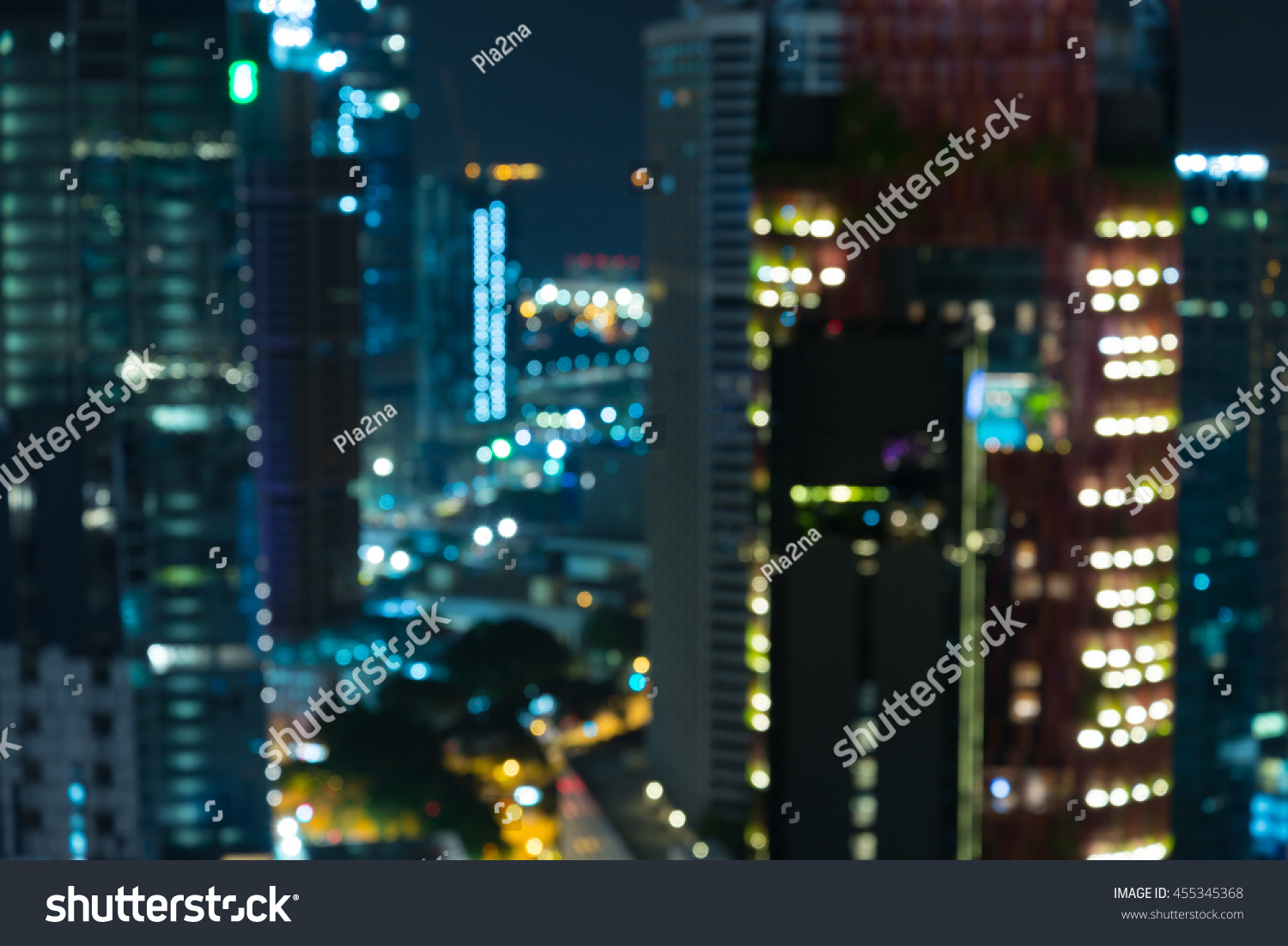 Abstract urban night light bokeh defocused background #455345368