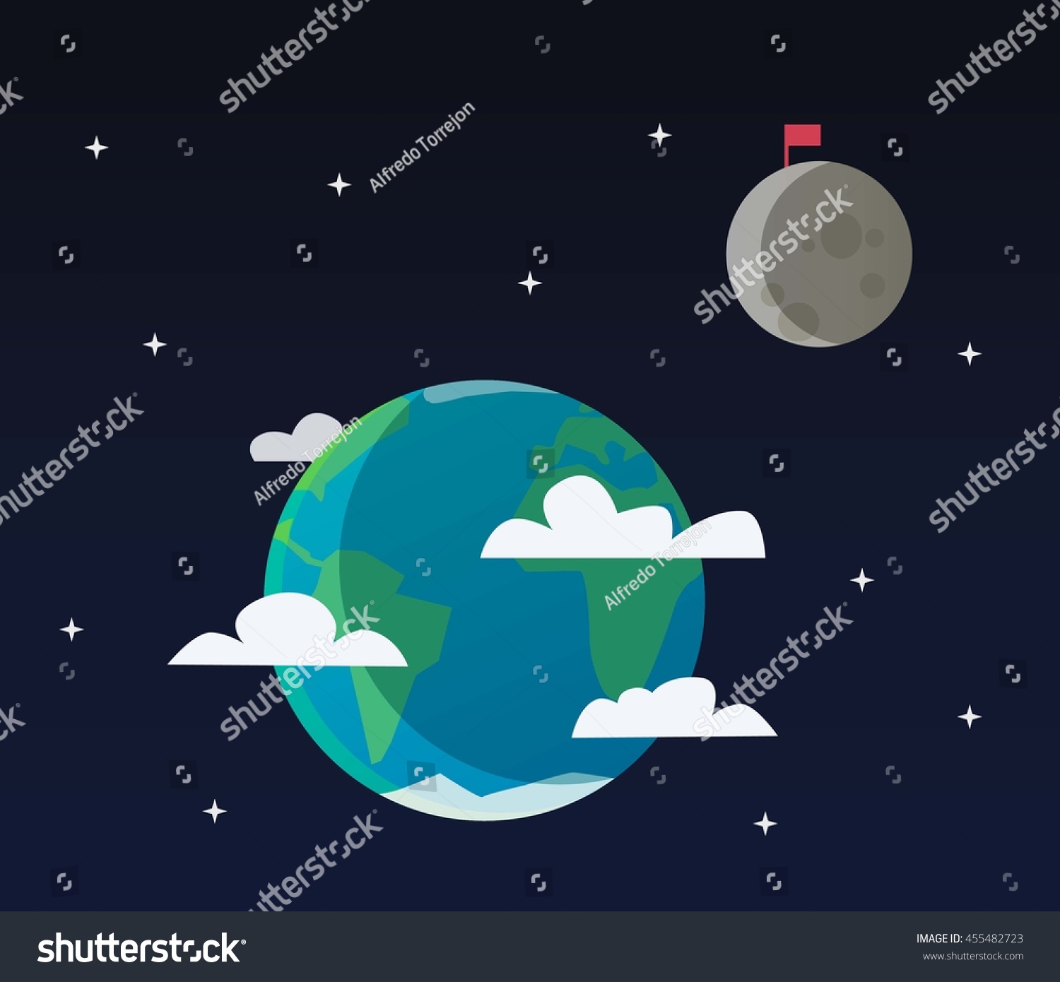 earth and moon- vector illustration - Royalty Free Stock Vector ...