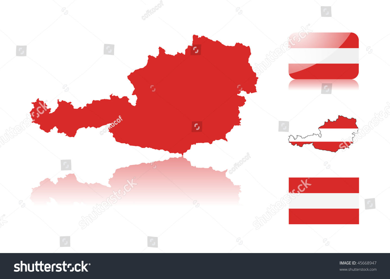 Austrian map including: map with reflection, map - Royalty Free Stock ...