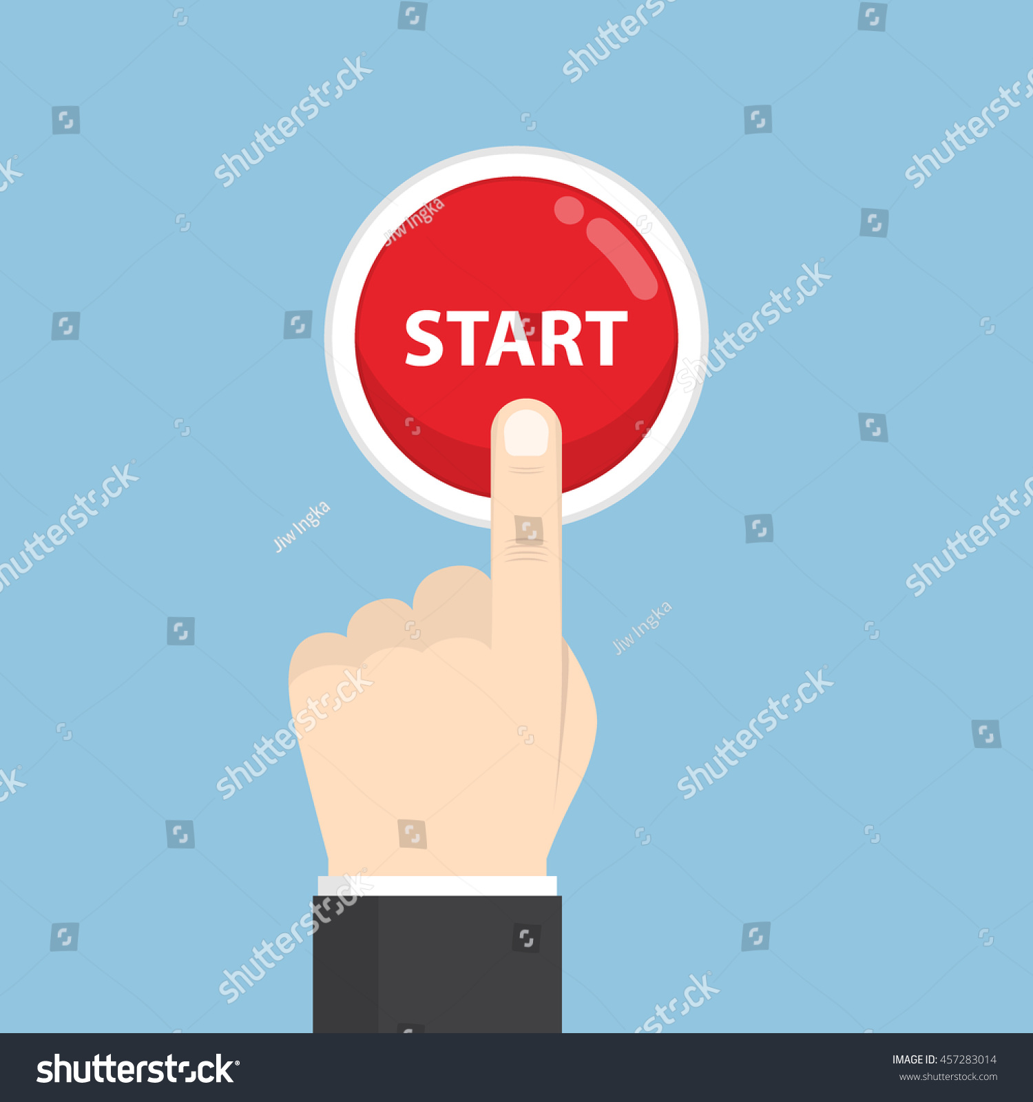 Businessman hand pressing start button, just get started concept #457283014