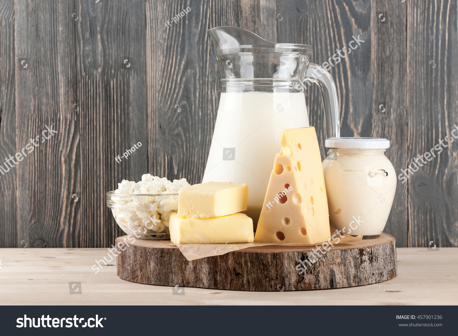 Dairy products on wood #457901236