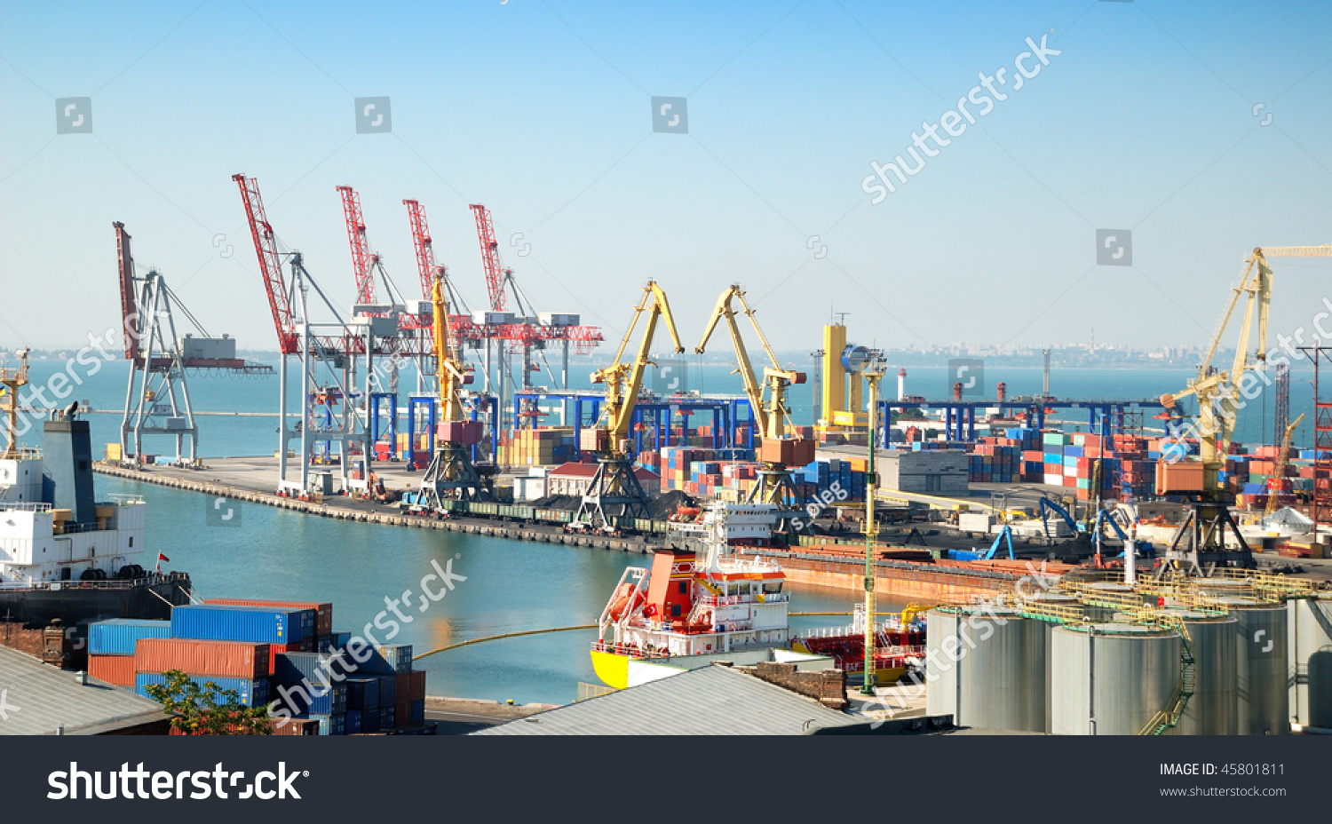 Port warehouse with containers and industrial cargoes #45801811