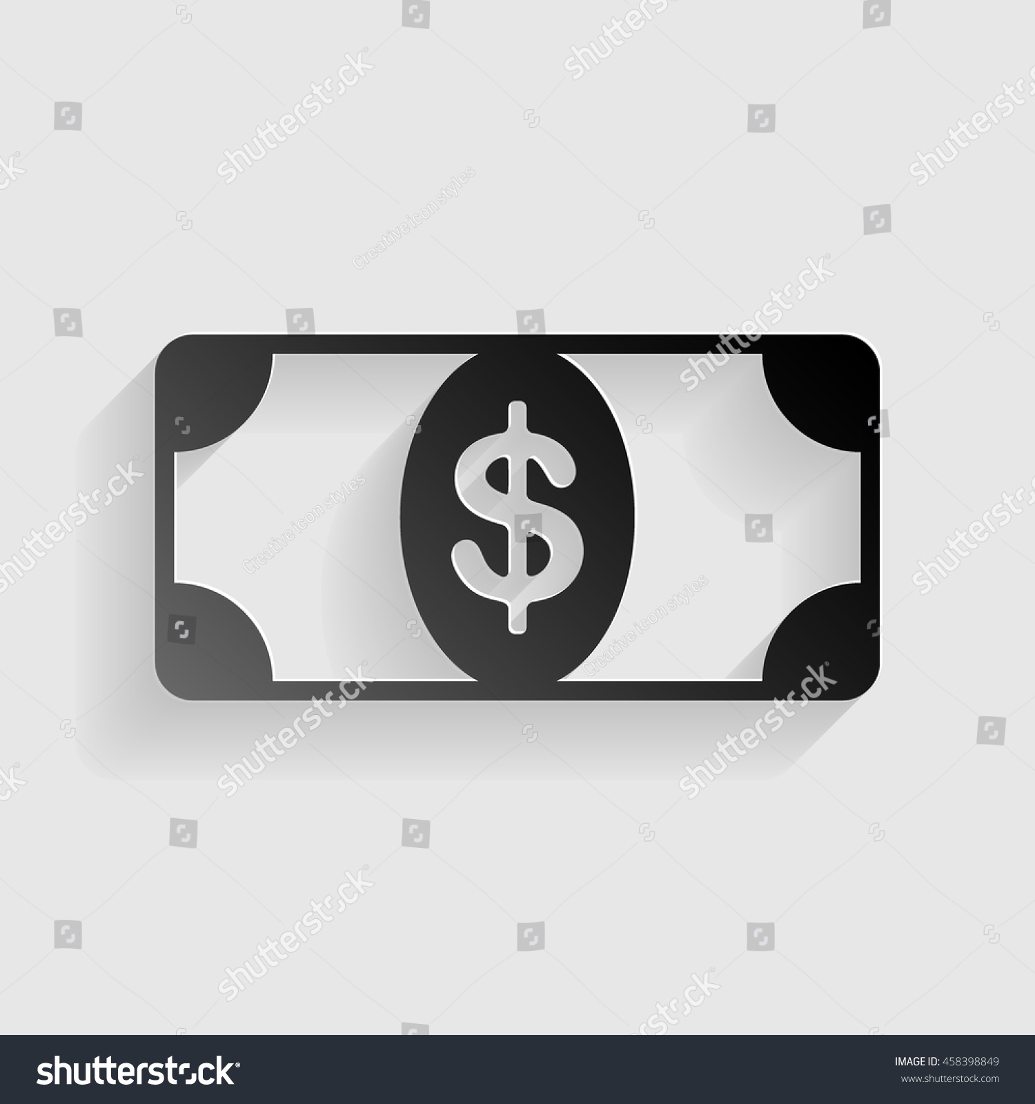 Bank Note Dollar Sign Black Paper With Shadow Royalty Free Stock Vector 458398849 5354