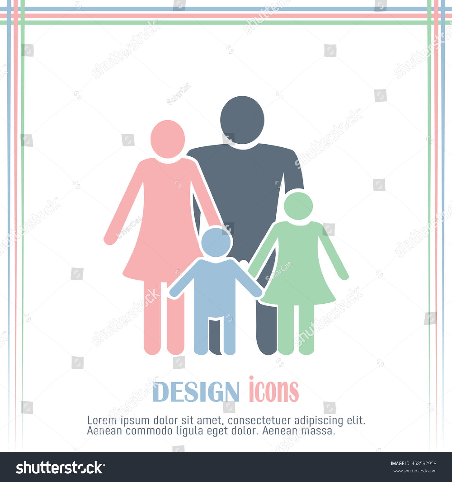 Happy Family Icon In Simple Figures, Dad, Mom - Royalty Free Stock ...