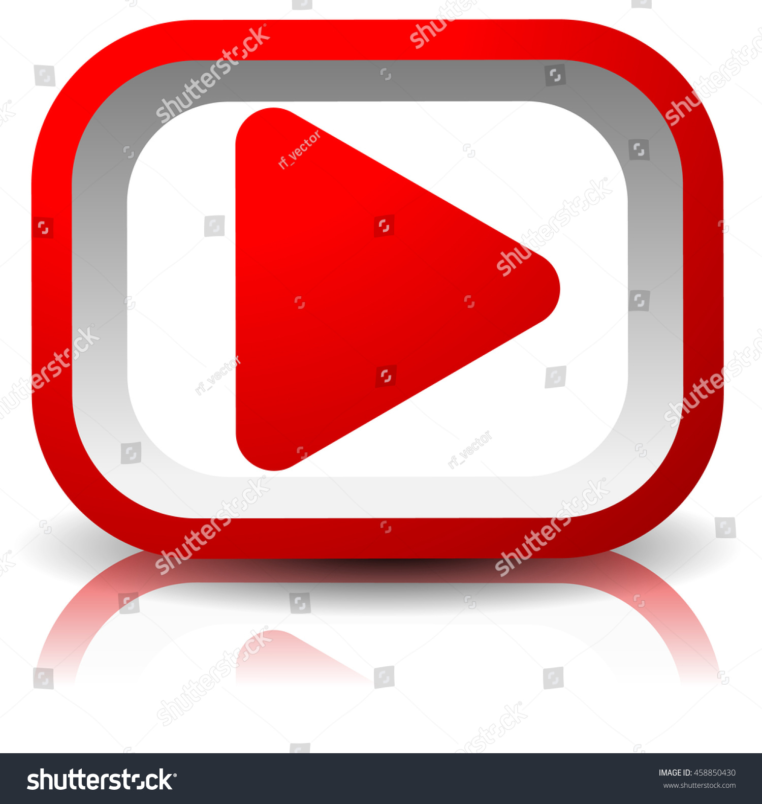 3d rectangular play button with shadow and - Royalty Free Stock Photo ...